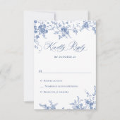 Elegante Blue French Rose Garden RSVP Karte (Vorderseite)