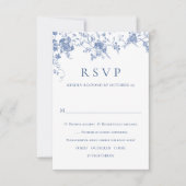Elegante Blue French Rose Garden RSVP Karte (Vorderseite)