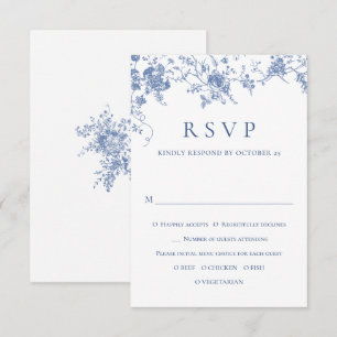 Elegante Blue French Rose Garden RSVP Karte