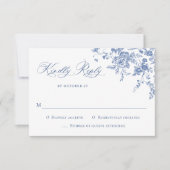 Elegante Blue French Rose Garden RSVP Karte (Vorderseite)