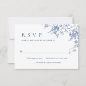 Elegante Blue French Rose Garden RSVP Karte (Vorderseite)