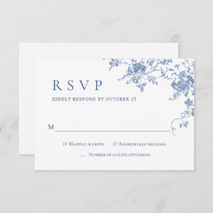 Elegante Blue French Rose Garden RSVP Karte