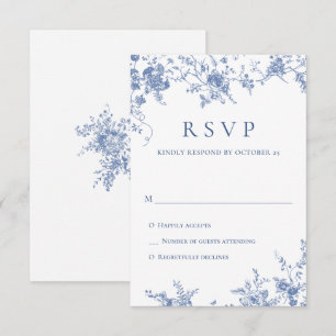 Elegante Blue French Rose Garden RSVP Karte