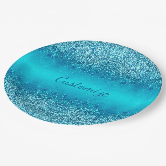 Elegante Blue Frost Sparkle Paper Teller (Schrägansicht)