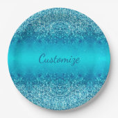 Elegante Blue Frost Sparkle Paper Teller (Vorderseite)