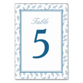 Elegante Blue Garden Classic Wedding Tischnummer (Rückseite)