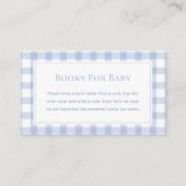 Elegante Blue Gingham Baby Shower Books for Baby Begleitkarte (Vorderseite)