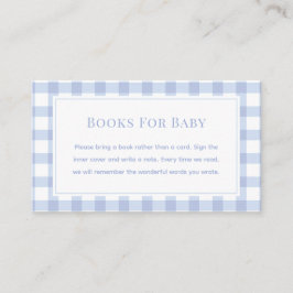 Elegante Blue Gingham Baby Shower Books for Baby Begleitkarte