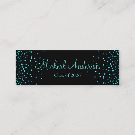 Elegante Blue Glitzer Abschluss Name Card Telefonnummerkarte (Vorderseite)