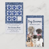 Elegante Blue Glitzer Dog Grooming Loyalty Card Visitenkarte (Vorne/Hinten)