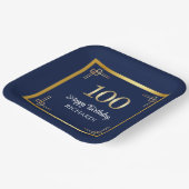 Elegante Blue-Gold-100-Geburtstagsfeier Pappteller (Gewinkelt)