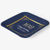 Elegante Blue Gold 102. Geburtstagsfeier Pappteller (Gewinkelt)