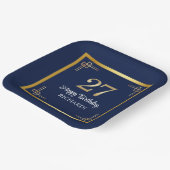 Elegante Blue Gold 27. Geburtstagsfeier Pappteller (Gewinkelt)