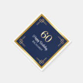 Elegante Blue-Gold-60-Geburtstagsfeier Serviette (Ecke)