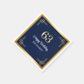 Elegante Blue Gold 63. Geburtstagsfeier Serviette (Ecke)