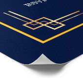 Elegante Blue Gold 65. Geburtstagsfeier Poster (Ecke)