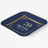 Elegante Blue Gold 79. Geburtstagsfeier Pappteller (Gewinkelt)