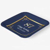 Elegante Blue Gold 87. Geburtstagsfeier Pappteller (Gewinkelt)