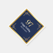 Elegante Blue Gold 97. Geburtstagsfeier Serviette (Ecke)