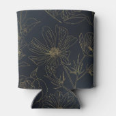 Elegante Blue Gold Blume Botanisch Dosenkühler (Rückseite)
