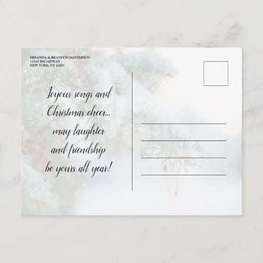 Elegante Blue Gold Christmas Baubles Holiday Party Einladungspostkarte (Rückseite)