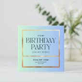 Elegante Blue & Gold Einladung zum Geburtstag (Stehend Vorderseite)