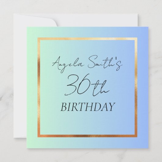 Elegante Blue & Gold Einladung zum Geburtstag (Rückseite)