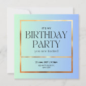 Elegante Blue & Gold Einladung zum Geburtstag (Vorderseite)