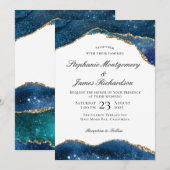 Elegante Blue Gold Foil Falknerei Einladung (Vorne/Hinten)