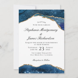 Elegante Blue Gold Foil Falknerei Einladung