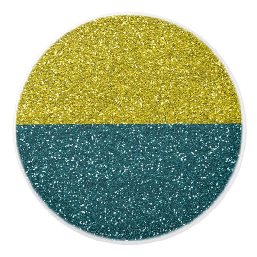 Elegante Blue Gold Glitzer Sparkle Keramikknauf (Vorderseite)