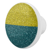 Elegante Blue Gold Glitzer Sparkle Keramikknauf (Rechts)