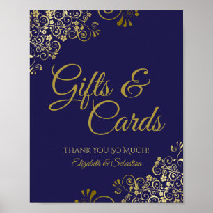 Elegante Blue & Gold Hochzeitsgeschenke & Karten Poster