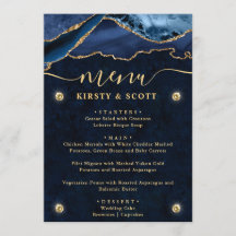 Elegante Blue & Gold Imitats Glitzer Agate Wedding