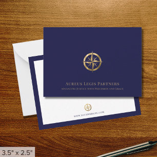 Elegante Blue Gold Legal Note Card Mitteilungskarte
