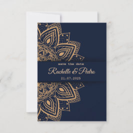Elegante Blue Gold Luxury Wedding Save The Date