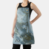 Elegante Blue Gold Mit Monogramm Schürze mit Herz (InSitu)