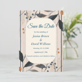 Elegante Blue & Gold Modern Save the Date Card Einladung (Stehend Vorderseite)