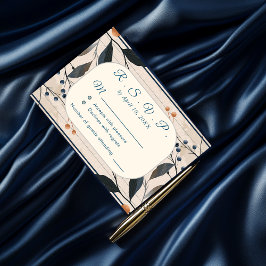 Elegante Blue & Gold Moderne Hochzeitskarte RSVP Karte