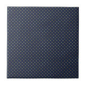Elegante Blue Gold Polka Dots Fliese (Vorderseite)