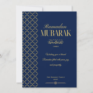 Elegante Blue & Gold Ramadan Mubarak Karte Persona