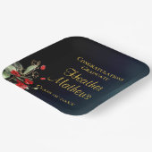 Elegante Blue Gold Red Floral Graduation Party Pappteller (Gewinkelt)