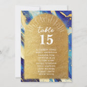 Elegante Blue Gold Seating Chart Cards für Hochzei (Rückseite)