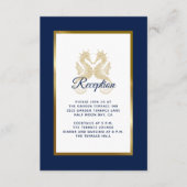 Elegante Blue Gold Seepferde Hochzeitsempfang Begleitkarte (Vorderseite)