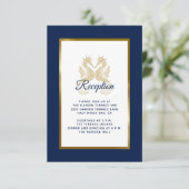 Elegante Blue Gold Seepferde Hochzeitsempfang Begleitkarte (Stehend Vorderseite)