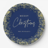 Elegante Blue Gold Snowflakes Pappteller (Vorderseite)