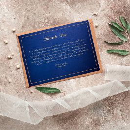 Elegante Blue & Gold Trimmed Dankeschön Card Einladung