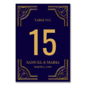 Elegante Blue Gold Verziert Wedding Tischnummer (Vorderseite)