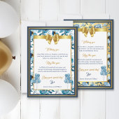 Elegante Blue Gold Watercolor Floral Geburtstagkar