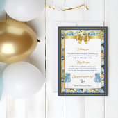 Elegante Blue Gold Watercolor Floral Geburtstagkar